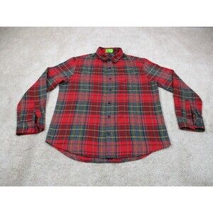 7 Diamonds Shirt Mens Large L Red Plaid Luxe Soft Flannel Casual Button Up
